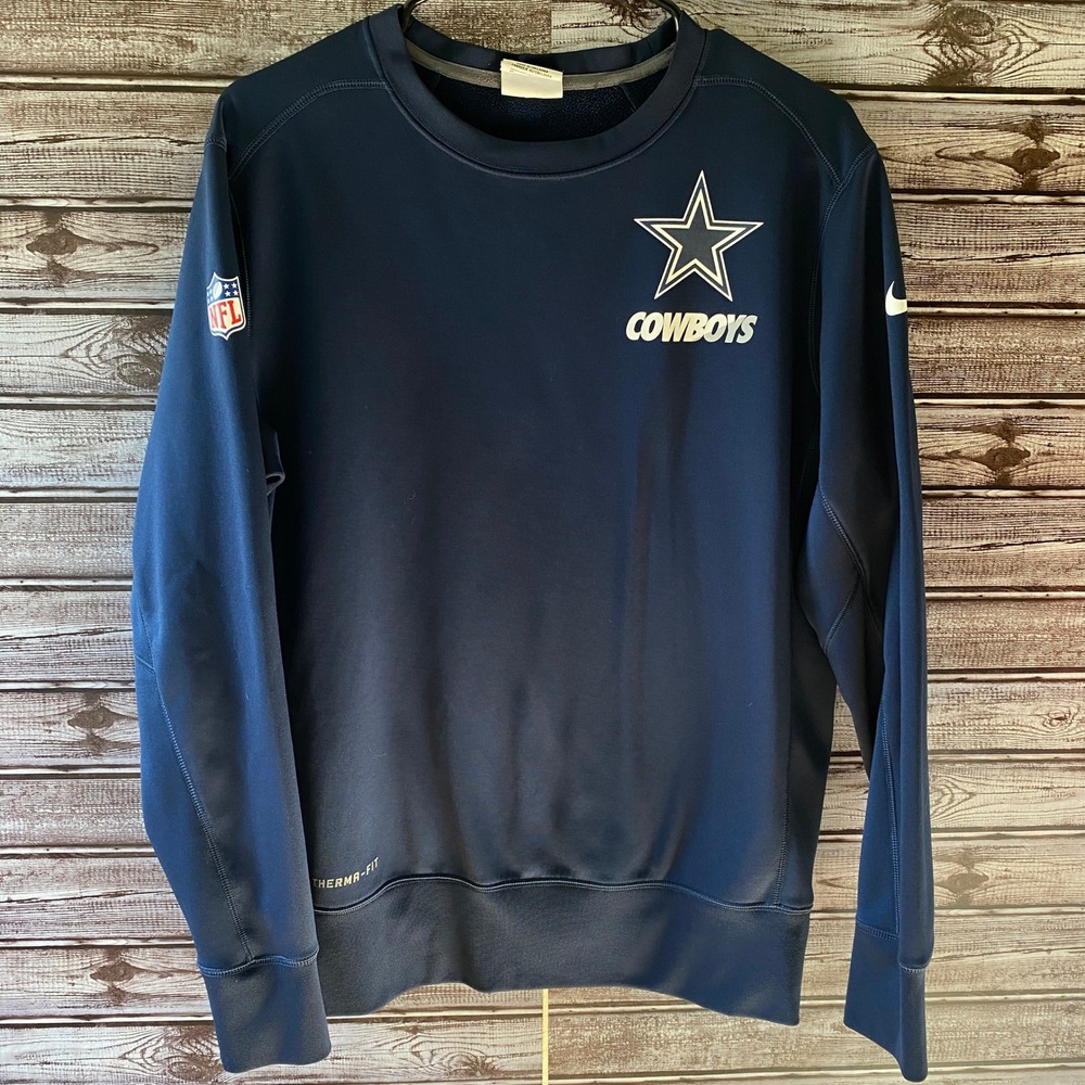 Nike Men's On-Field Apparel Long-Sleeved Sweatshirt Size M Blue Dallas Cowboys